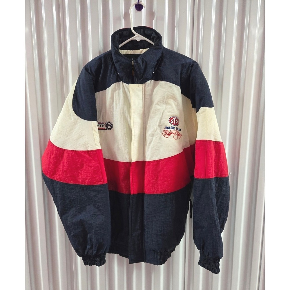 VTG 90s Dunbrooke Richard Petty STP Race Team Jacket Size L NASCAR Colorblock